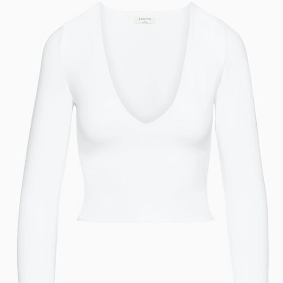 Aritiza Babaton Contour V-Neck Longsleeve Body-hugging V-neck Longsleeve White - Picture 3 of 5